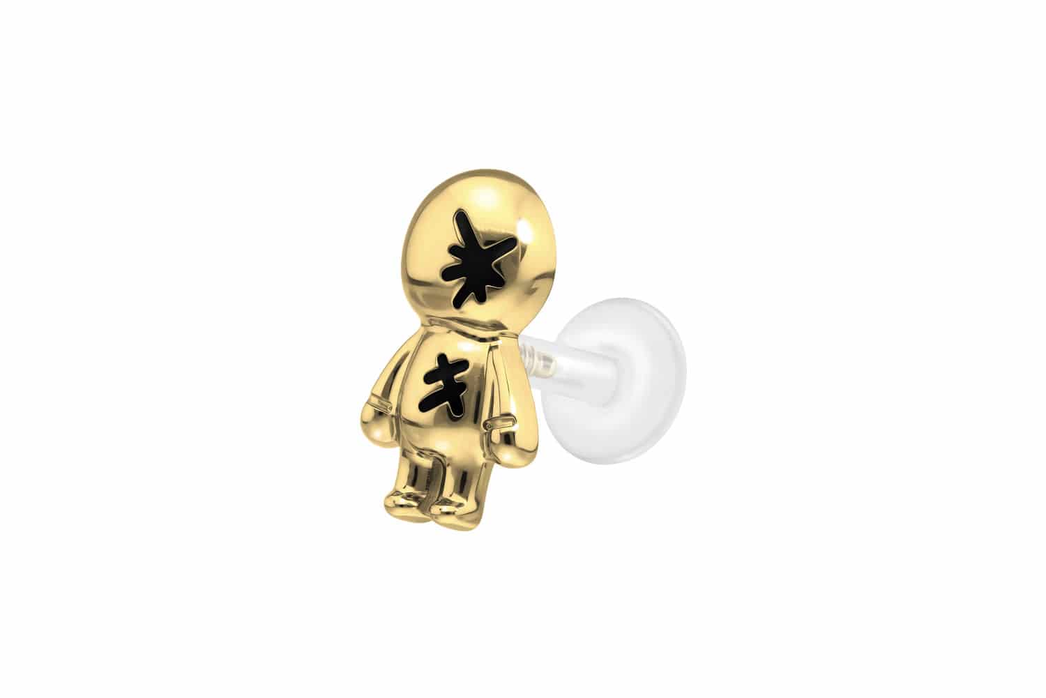 PTFE Labret Piercing mit Innengewinde + Titan-Aufsatz PUPPE